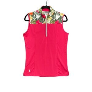 Glenmuir Tropical Print Sleeveless Golf Shirt Women’s Size Medium Performance
